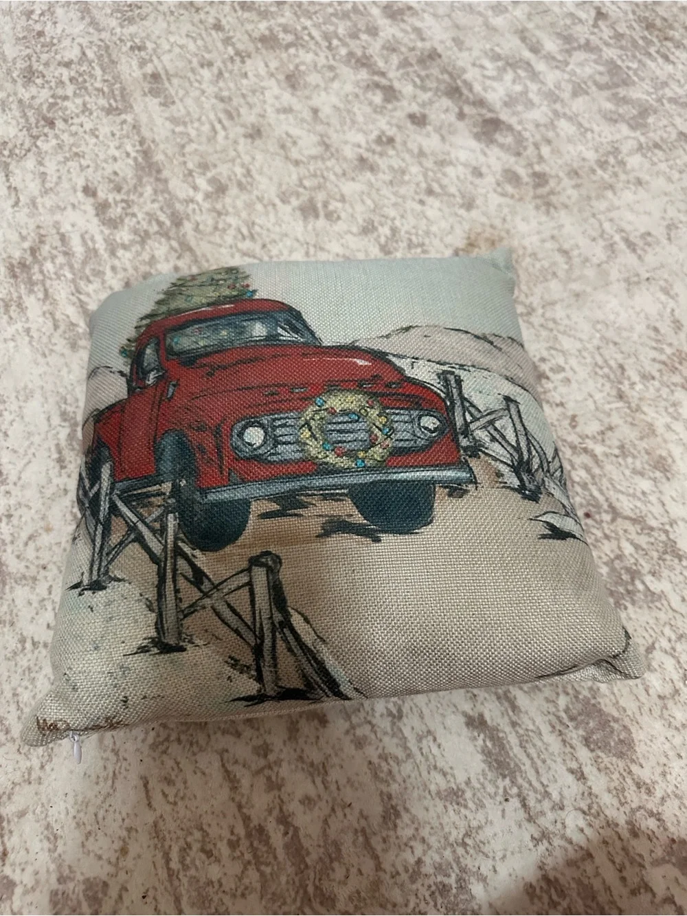 Red Vintage Truck Decorative Pillow